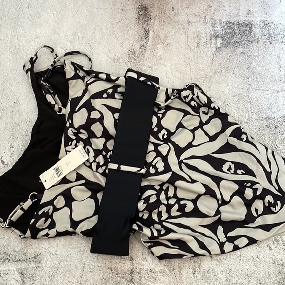 Nwt Anthropologie Julia Belted one piece Swimsuit black cream animal print Small - Picture 9 of 9